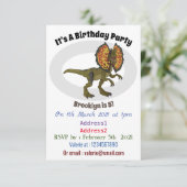 Dilophosaurus-Cartoon Einladung (Stehend Vorderseite)