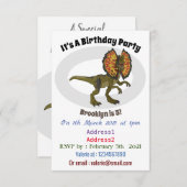 Dilophosaurus-Cartoon Einladung (Vorne/Hinten)