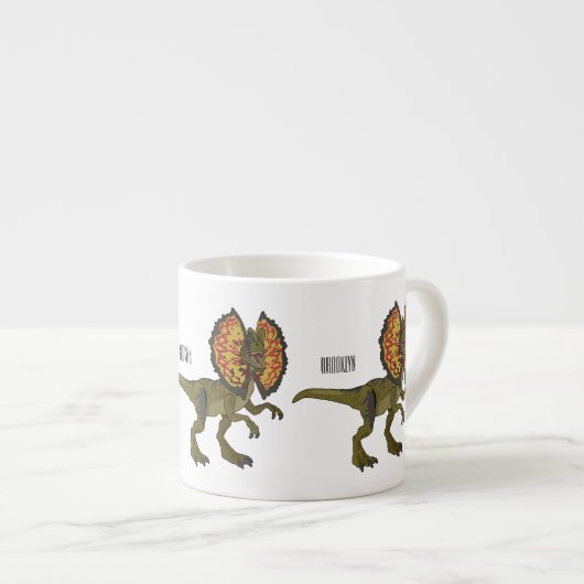 Dilophosaurus-Cartoon Espressotasse (Vorderseite Rechts)