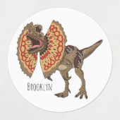 Dilophosaurus-Cartoon Etiketten (Design 2)