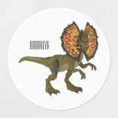 Dilophosaurus-Cartoon Etiketten (Design 1)