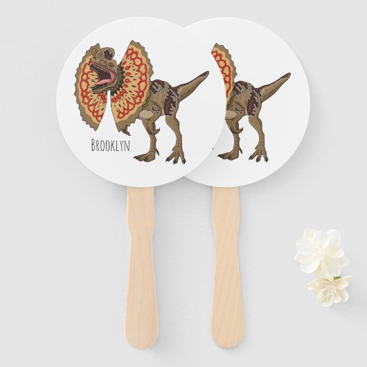 Dilophosaurus-Cartoon Fächer (Vorne und Hinten)