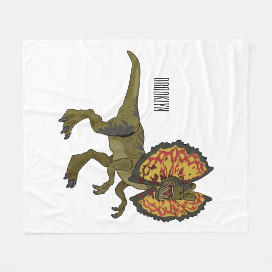 Dilophosaurus-Cartoon Fleecedecke (Vorderseite (Horizontal))