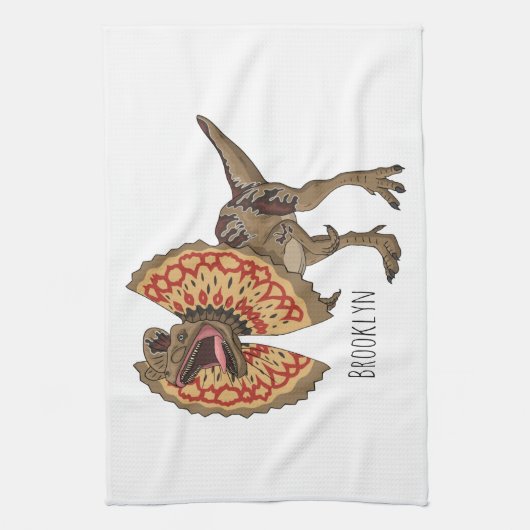 Dilophosaurus-Cartoon Geschirrtuch (Vertikal)