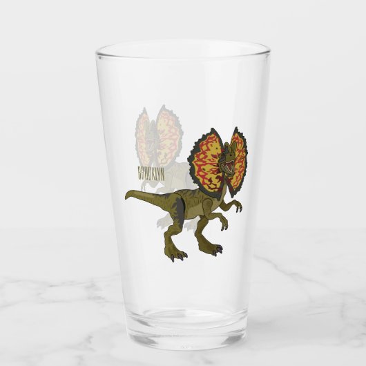 Dilophosaurus-Cartoon Glas (Vorderseite)