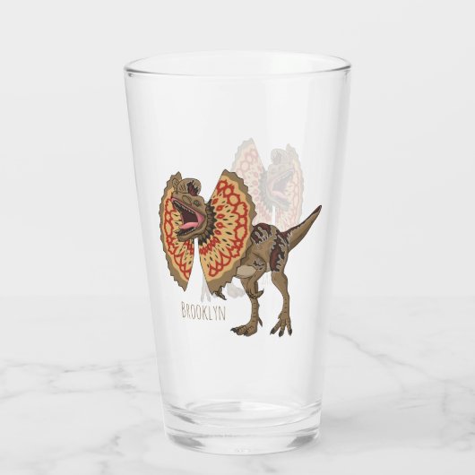 Dilophosaurus-Cartoon Glas (Rückseite)