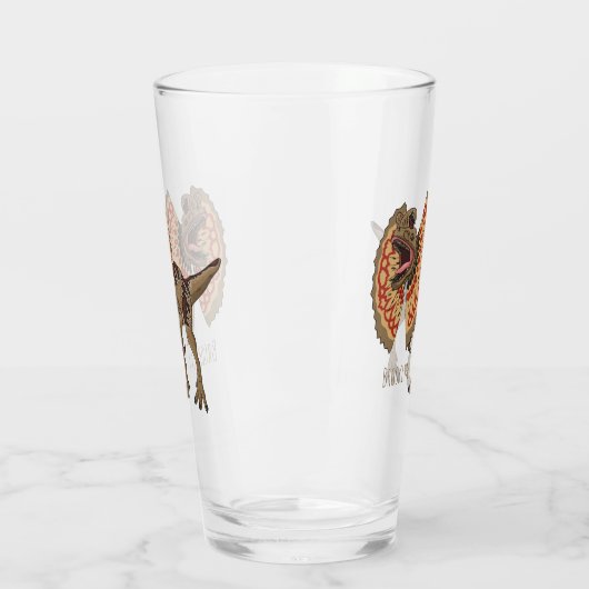 Dilophosaurus-Cartoon Glas (Links)