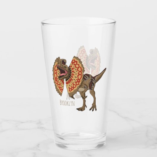 Dilophosaurus-Cartoon Glas (Vorderseite)