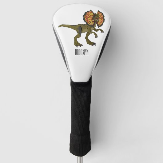 Dilophosaurus-Cartoon Golf Headcover (Vorderseite)