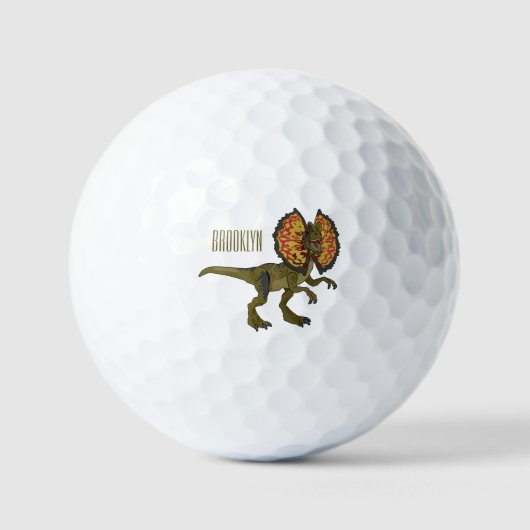 Dilophosaurus-Cartoon Golfball (Vorderseite)