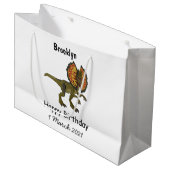 Dilophosaurus-Cartoon Große Geschenktüte (Vorderseite Schrägansicht)