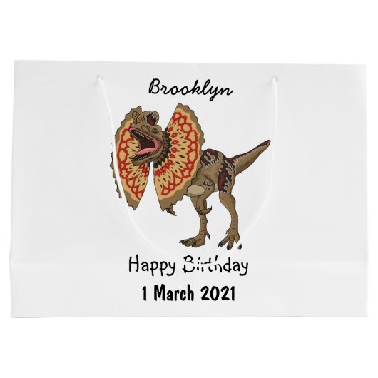 Dilophosaurus-Cartoon Große Geschenktüte (Rückseite)