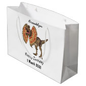 Dilophosaurus-Cartoon Große Geschenktüte (Rückseite Schrägansicht)