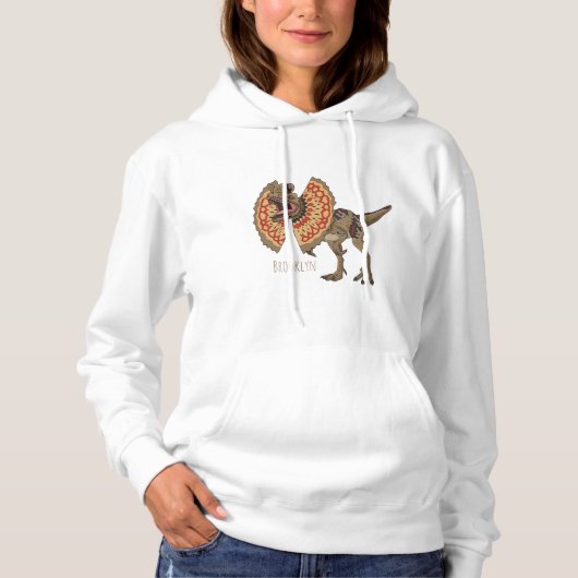 Dilophosaurus-Cartoon Hoodie (Vorderseite)