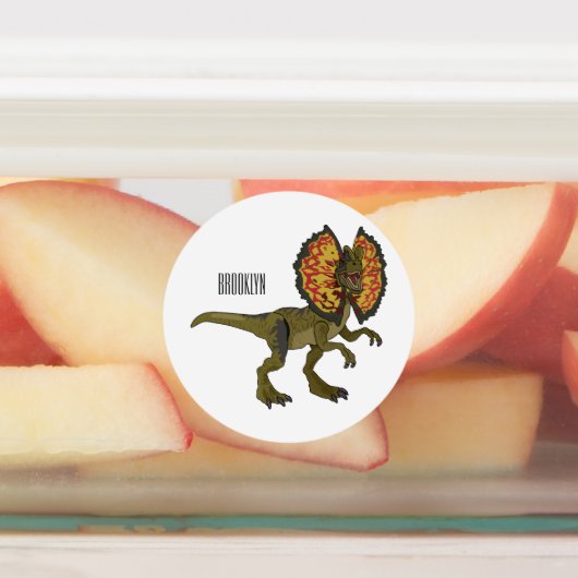 Dilophosaurus cartoon illustration etiketten (Befestigt)