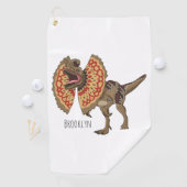 Dilophosaurus cartoon illustration golfhandtuch (Insitu)