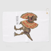 Dilophosaurus cartoon illustration golfhandtuch (Horizontal)