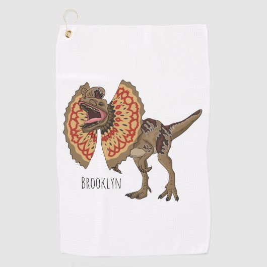 Dilophosaurus cartoon illustration golfhandtuch (Vorderseite)