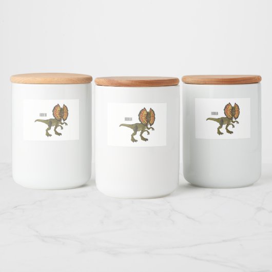 Dilophosaurus cartoon illustration lebensmitteletikett (Flaschen)