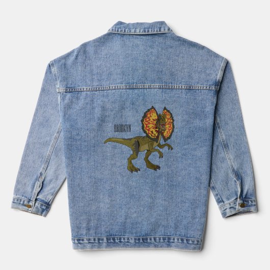 Dilophosaurus-Cartoon Jeansjacke (Rückseite)