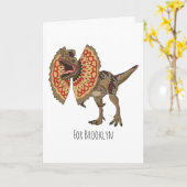 Dilophosaurus-Cartoon Karte (Gelbe Blume)