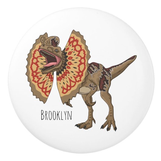 Dilophosaurus-Cartoon Keramikknauf (Vorderseite)