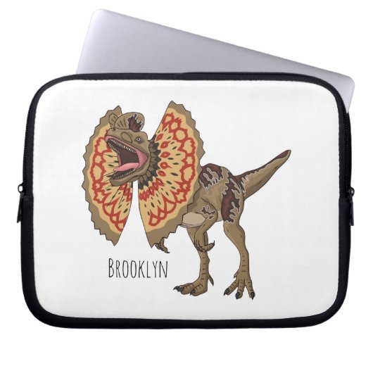 Dilophosaurus-Cartoon Laptopschutzhülle (Vorderseite)