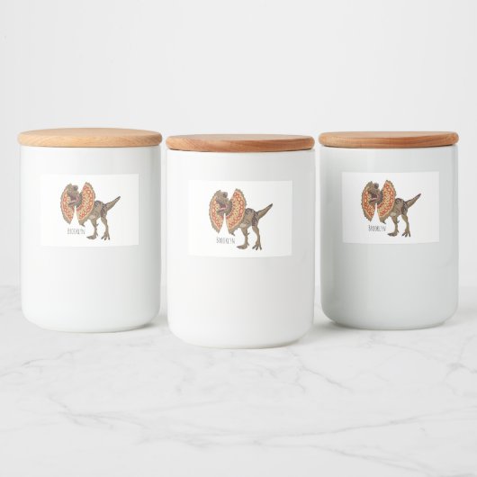 Dilophosaurus-Cartoon Lebensmitteletikett (Flaschen)