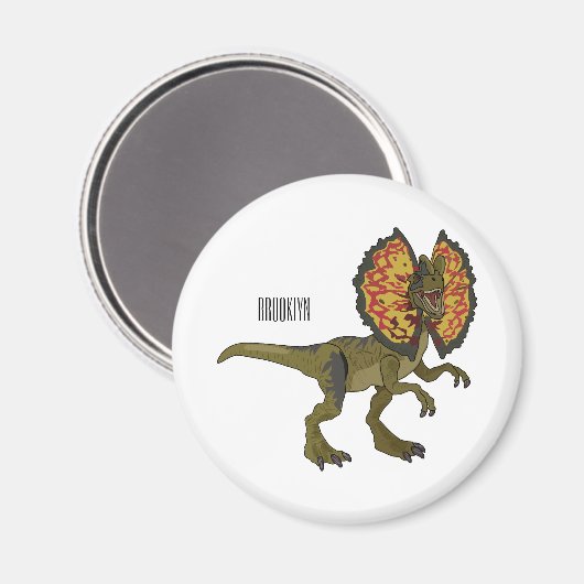 Dilophosaurus-Cartoon Magnet (Vorderseite/Rückseite)