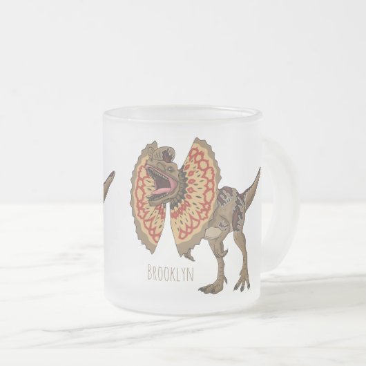 Dilophosaurus-Cartoon Mattglastasse (VorderseiteRechts)