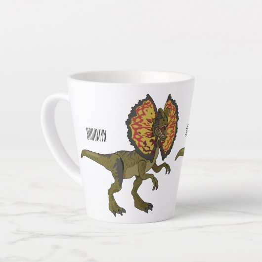Dilophosaurus-Cartoon Milchtasse (Linke Ecke)