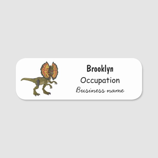 Dilophosaurus-Cartoon Namensschild (Vorderseite)