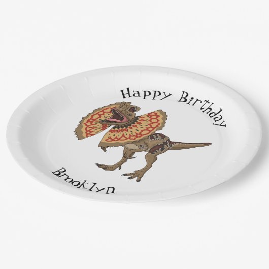 Dilophosaurus-Cartoon Pappteller (Schrägansicht)