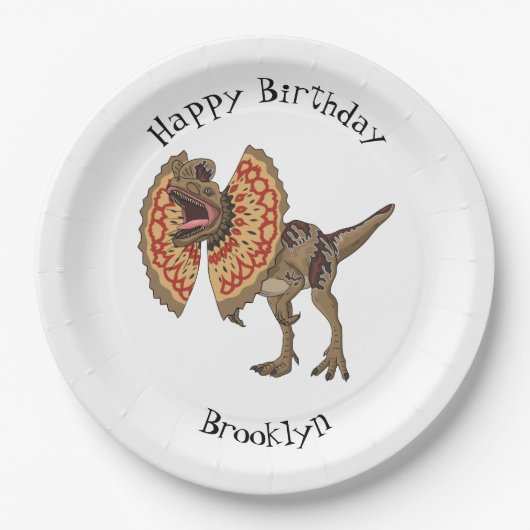 Dilophosaurus-Cartoon Pappteller (Vorderseite)