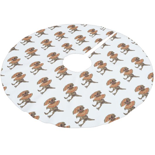 Dilophosaurus-Cartoon Polyester Weihnachtsbaumdecke (Schrägansicht)