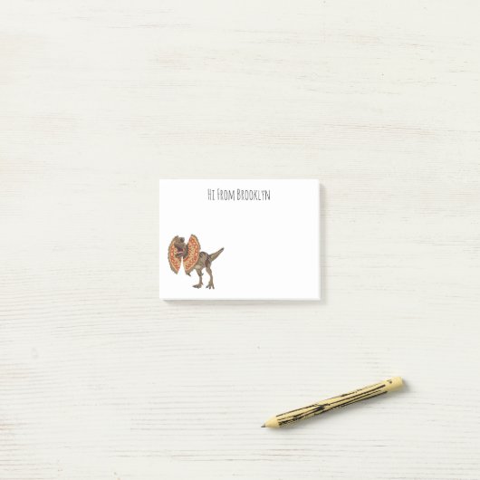 Dilophosaurus-Cartoon Post-it Klebezettel (Auf Schreibtisch)