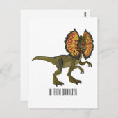 Dilophosaurus-Cartoon Postkarte (Vorne/Hinten)
