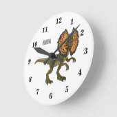 Dilophosaurus-Cartoon Runde Wanduhr (Winkel)