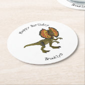 Dilophosaurus-Cartoon Runder Pappuntersetzer (Angewinkelt)