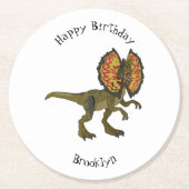 Dilophosaurus-Cartoon Runder Pappuntersetzer (Vorderseite)