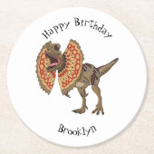 Dilophosaurus-Cartoon Runder Pappuntersetzer (Vorderseite)