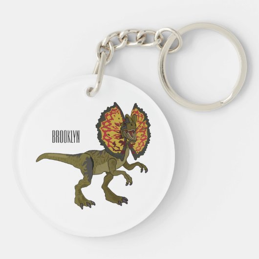 Dilophosaurus-Cartoon Schlüsselanhänger (Rückseite)