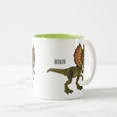 Dilophosaurus-Cartoon Zweifarbige Tasse (VorderseiteRechts)