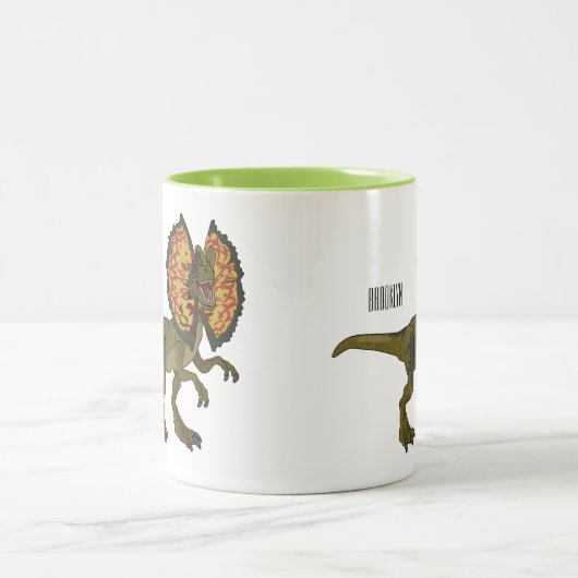 Dilophosaurus-Cartoon Zweifarbige Tasse (Mittel)