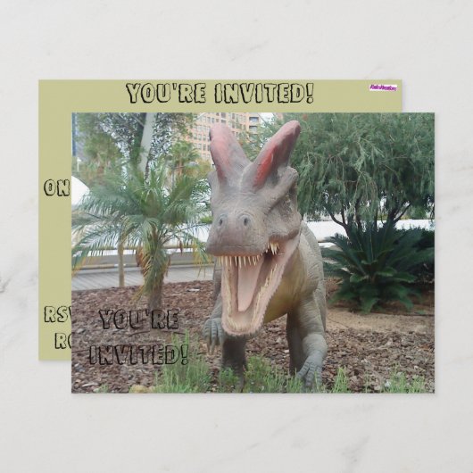 Dilophosaurus Dinosaurier Einladung (Vorne/Hinten)