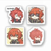 Diluc Genshin Impact 4er Stickerbogen Aufkleber (Vorderseite)