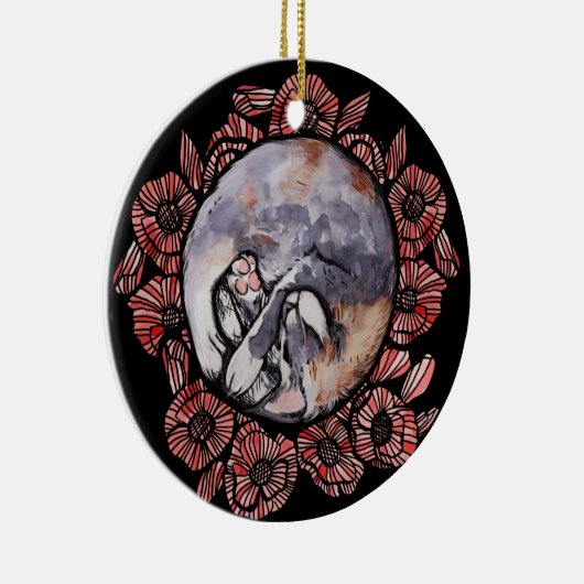 Dilute Calico Kitty Cat Red Poppy Blume Cats Keramik Ornament (Rechts)