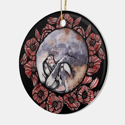 Dilute Calico Kitty Cat Red Poppy Blume Cats Keramik Ornament (Links)