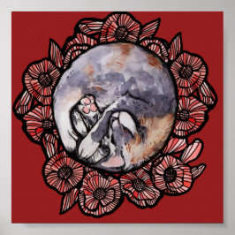 Dilute Calico Kitty Cat Red Poppy Blume Cats Poster