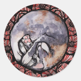 Dilute Calico Kitty Cat Red Poppy Flower Cats      Runder Aufkleber